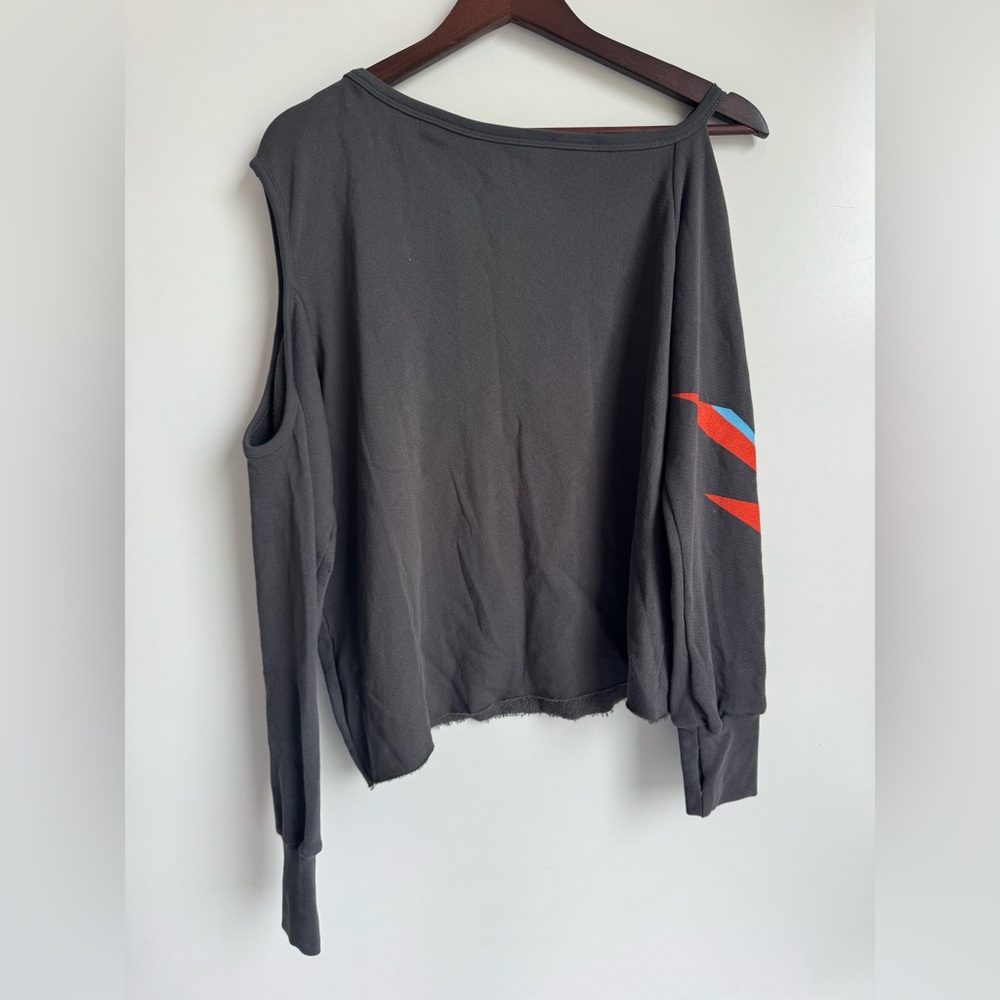 Lauren Moshi Myra Crystal Bowie Space Long Sleeve Sweater Women XS Rip Distress - Picture 5 of 9